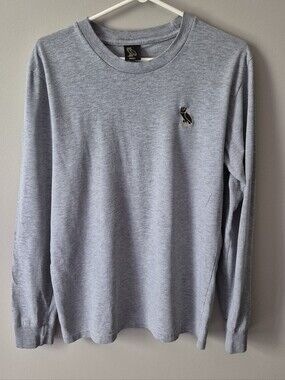 OVO Heather Gray Long Sleeve Crewneck with Owl Logo Small S